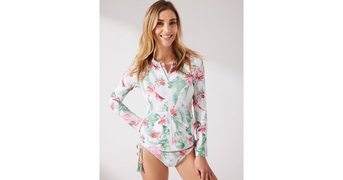 Tommy Bahama Breezy Botanical Fullzip Rash Guard in White Lyst