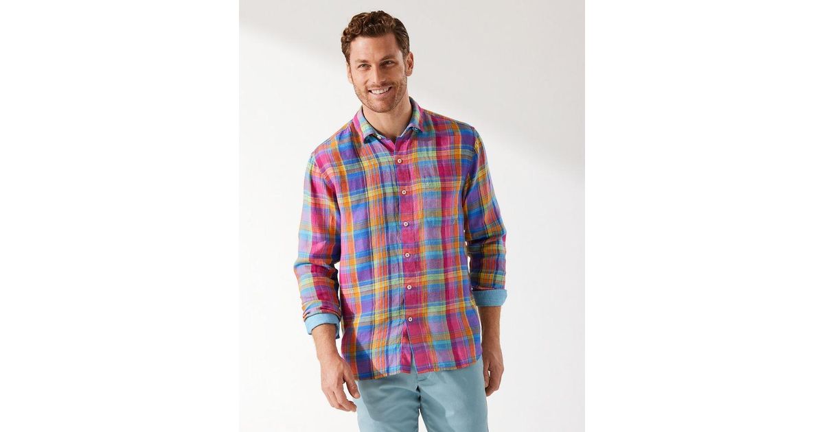 Tommy Bahama Sunset Madras Linen Shirt 
