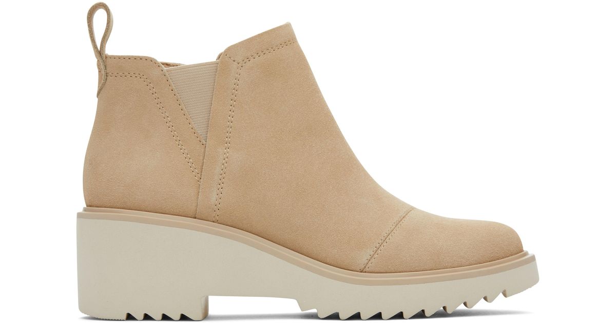 TOMS Maude Oatmeal Midwedge Suede Boot in Black Lyst UK
