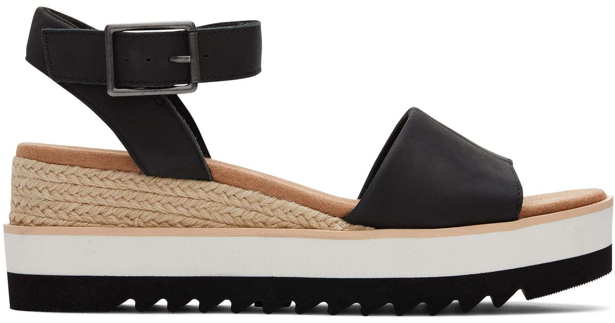 Sandale compensée diana noire en cuir TOMS en coloris Noir Lyst