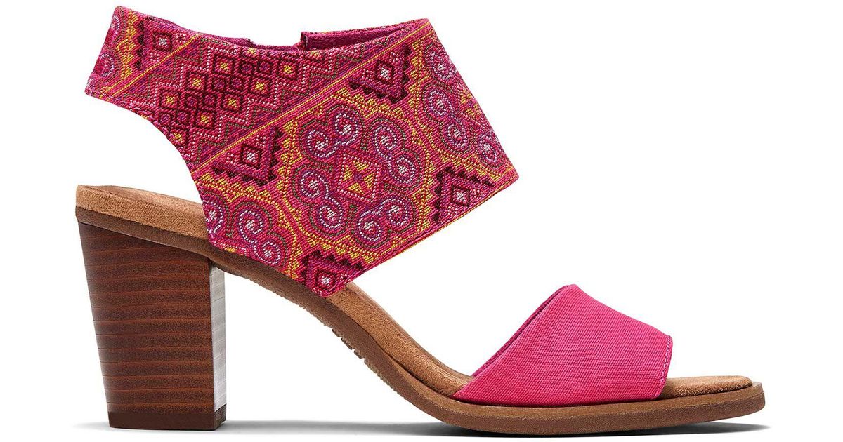 TOMS Pink Floral Woven Majorca Dress Sandal Sandalen | Lyst NL