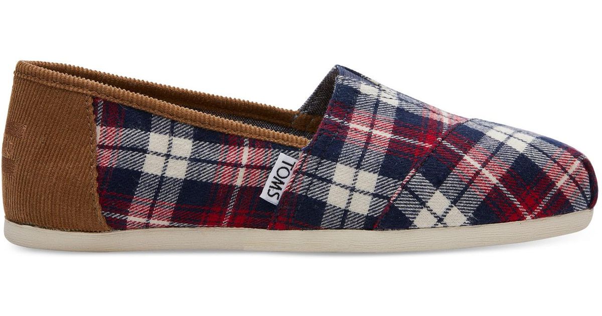 TOMS Corduroy Red Checked Plaid Women's 