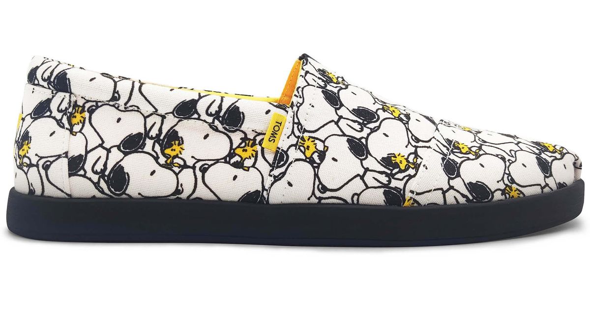 TOMS X Peanuts Alp Fwd Snoopy And Woodstock Print Espadrille in Black