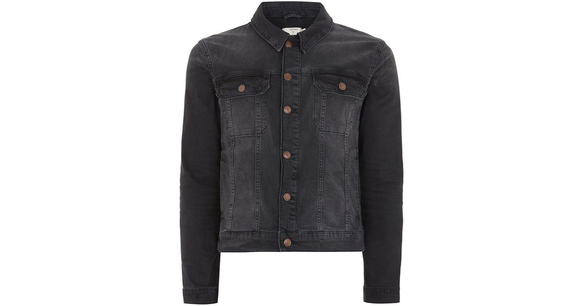 topman muscle fit denim jacket