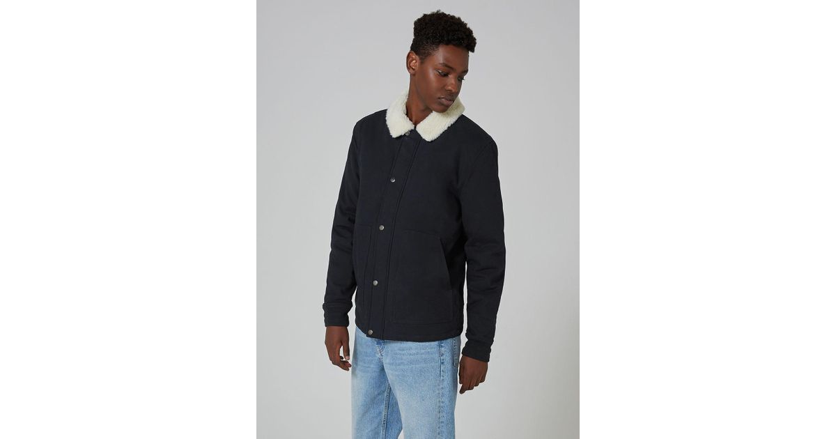 navy borg lined coach jacket