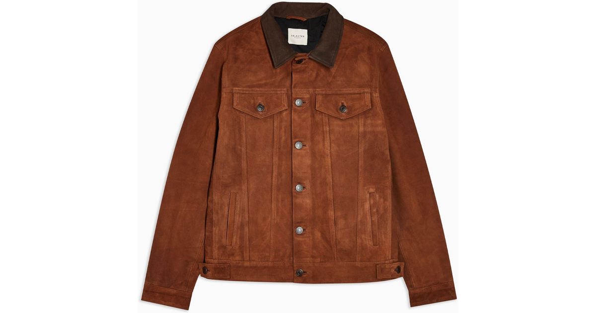 SELECTED Brown Jeppe Suede Coach Jacket for Men - Lyst
