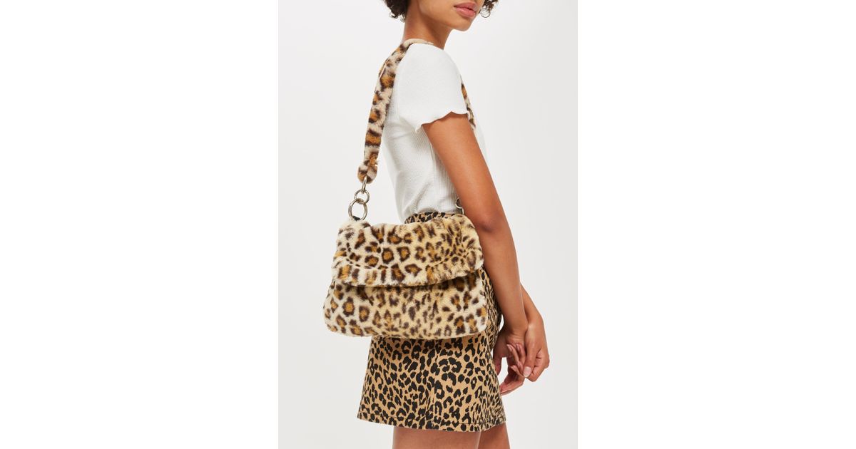 leopard faux fur bag