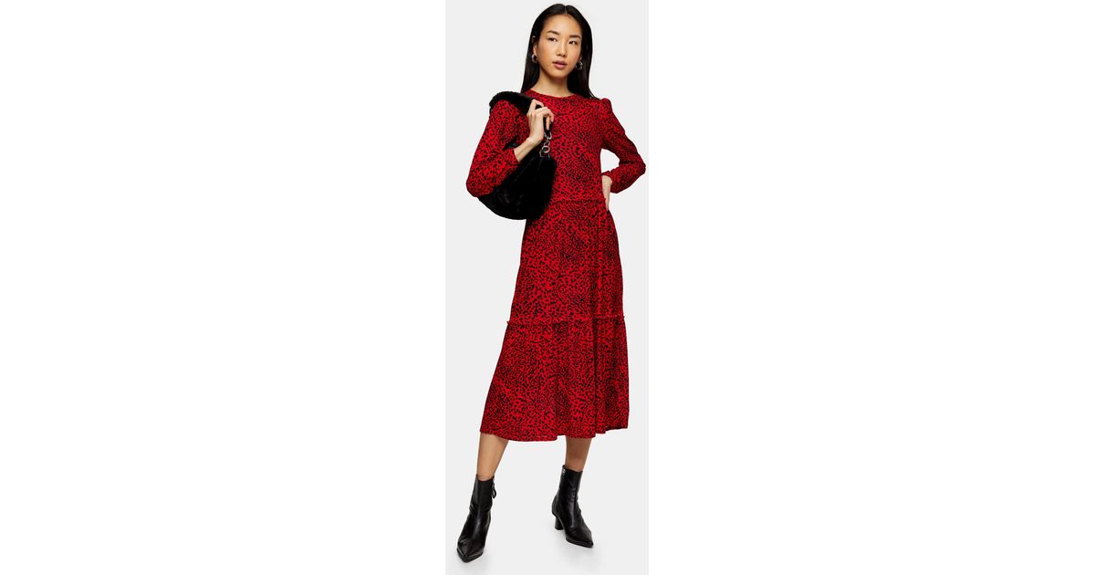 topshop red leopard dress