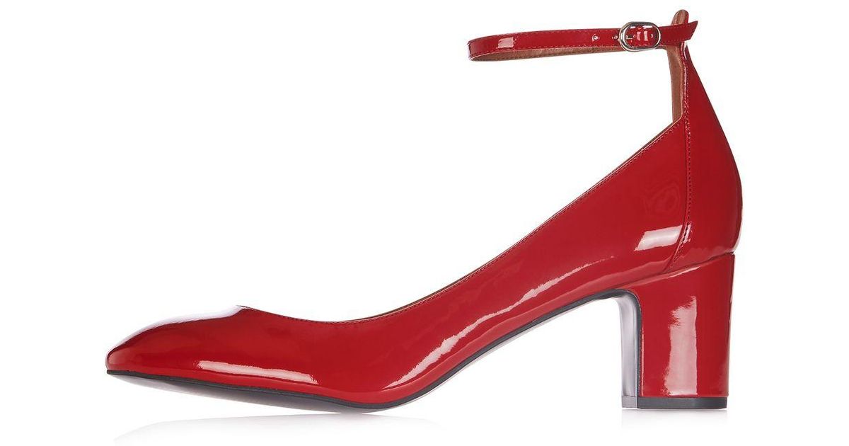 red patent mary janes