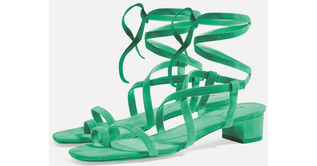 green strappy sandals