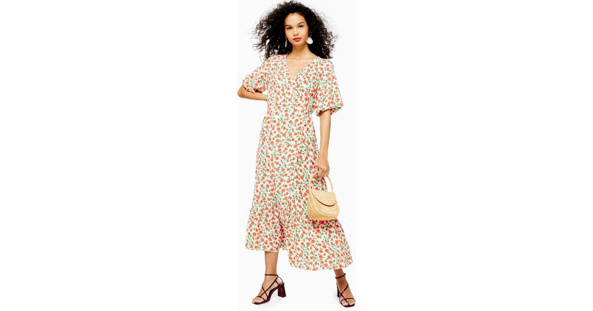 topshop printed peplum wrap dress