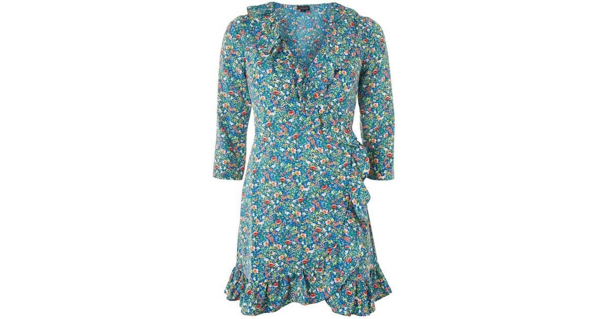 garden ruffle wrap dress