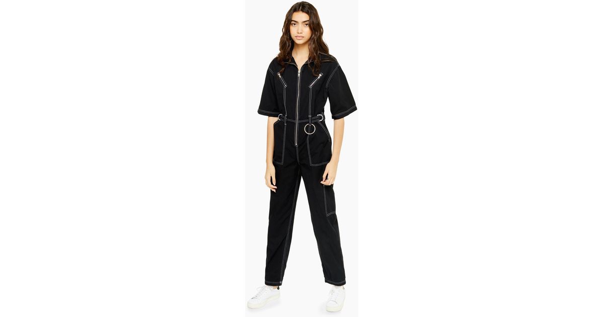 black short sleeve boiler suit