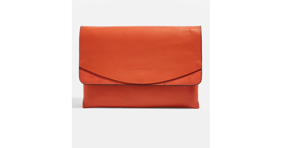 orange clutch bag topshop