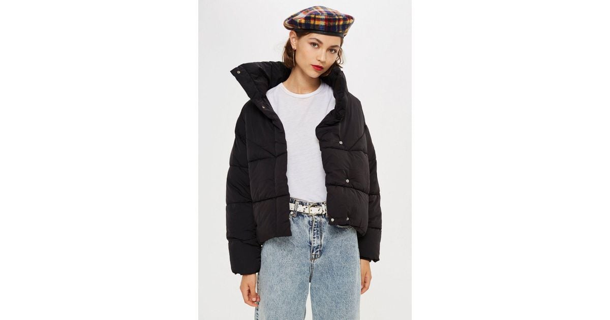 topshop black wrap puffer jacket