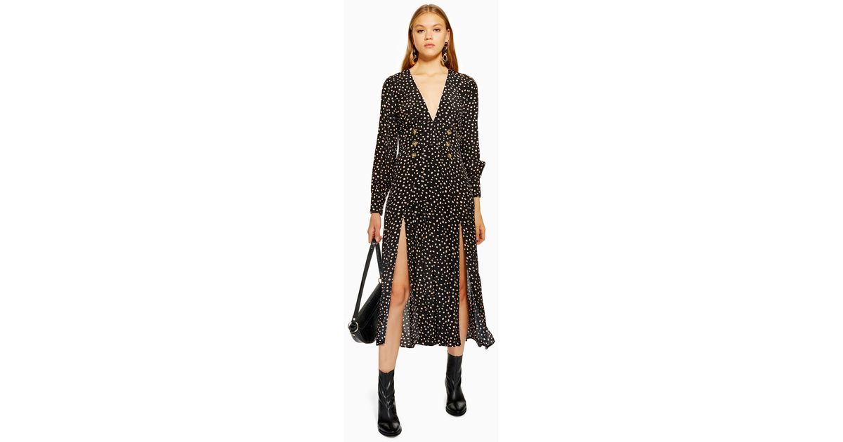 Topshop printed button midi dress clearance