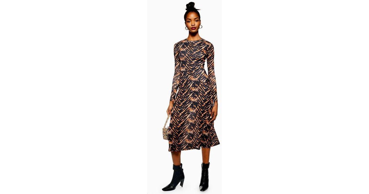 tie dye mesh midi dress