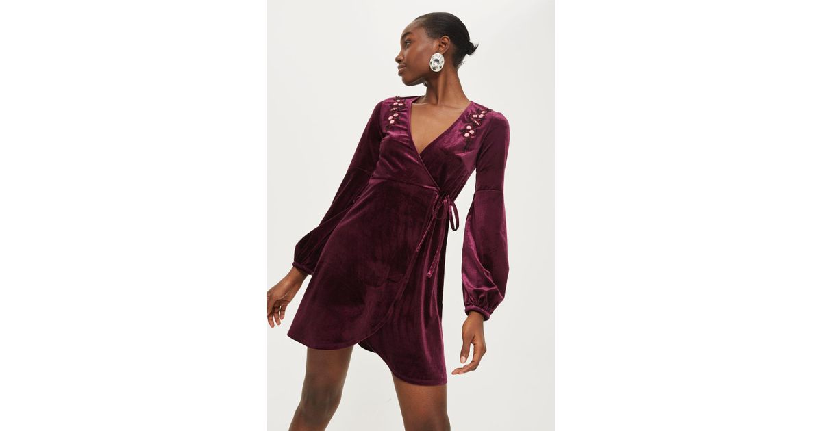 topshop velvet wrap dress