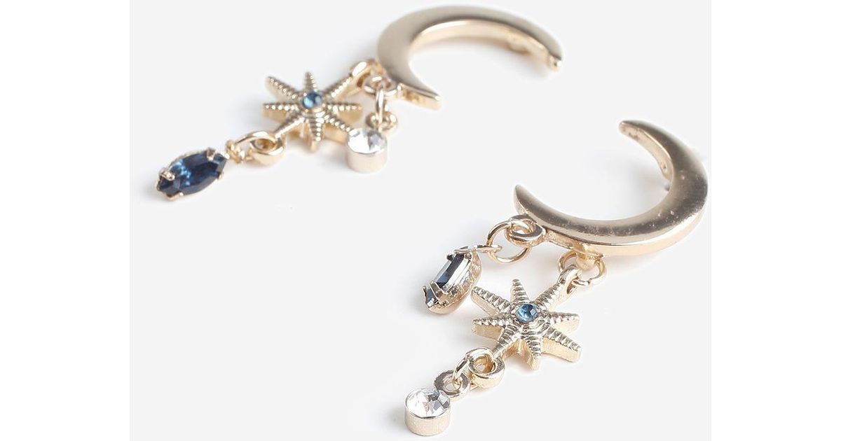 Lyst Top Charm Moon Earrings In Metallic