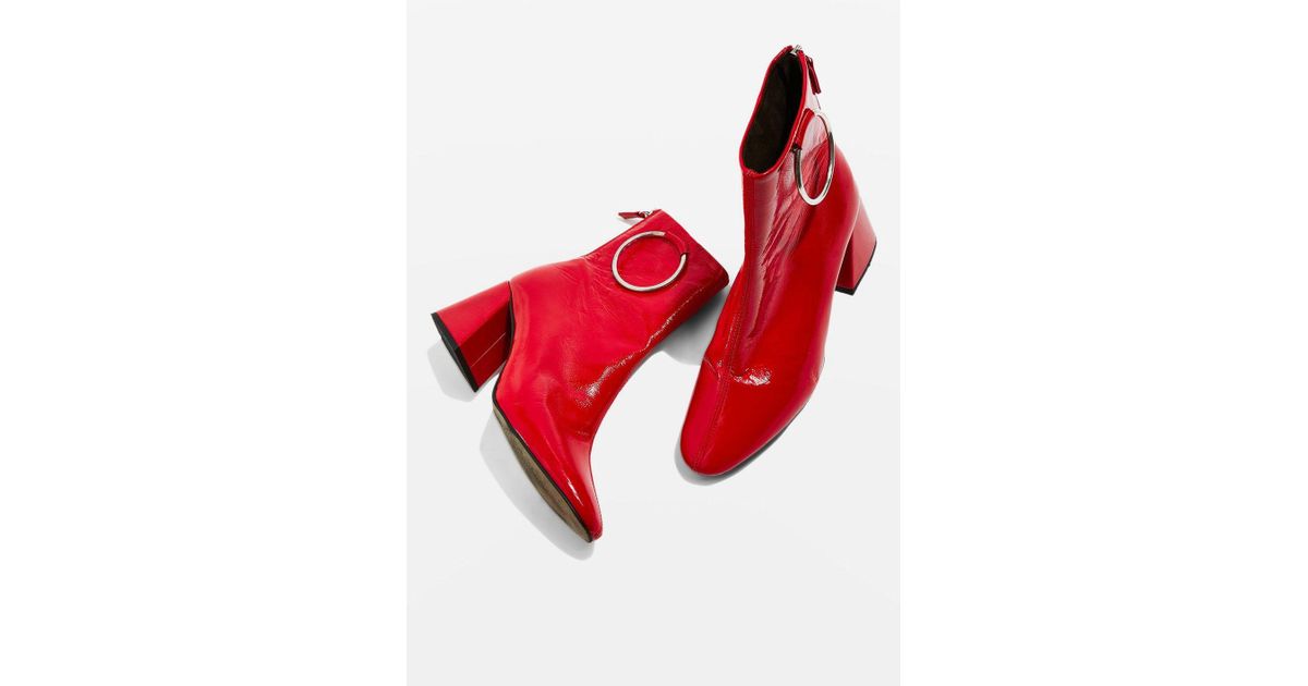 topshop red patent boots