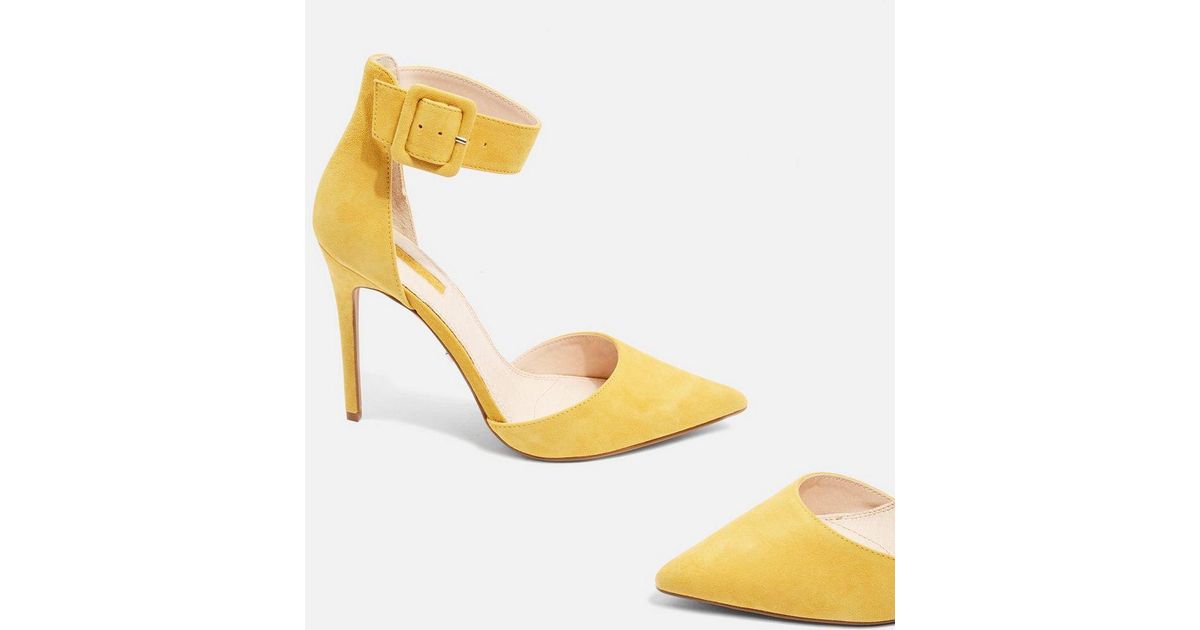 yellow ankle strap shoes