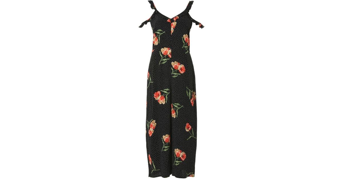 topshop black floral jumpsuit