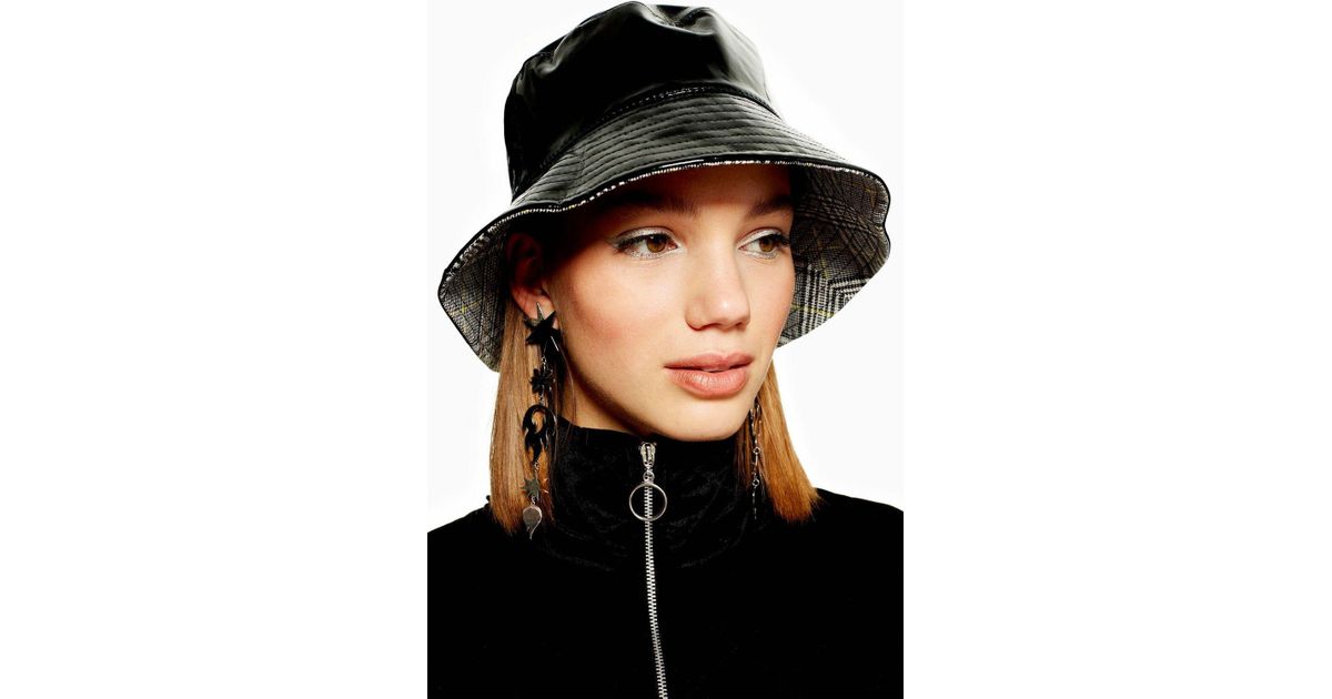 black vinyl bucket hat