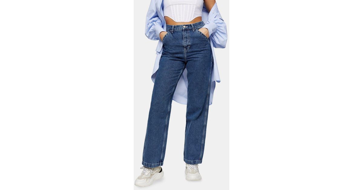 mid blue carpenter straight jeans