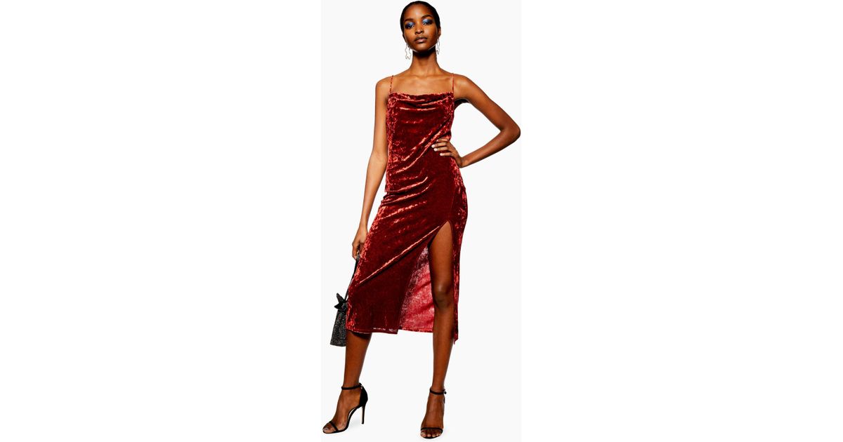 cowl velvet slip dress