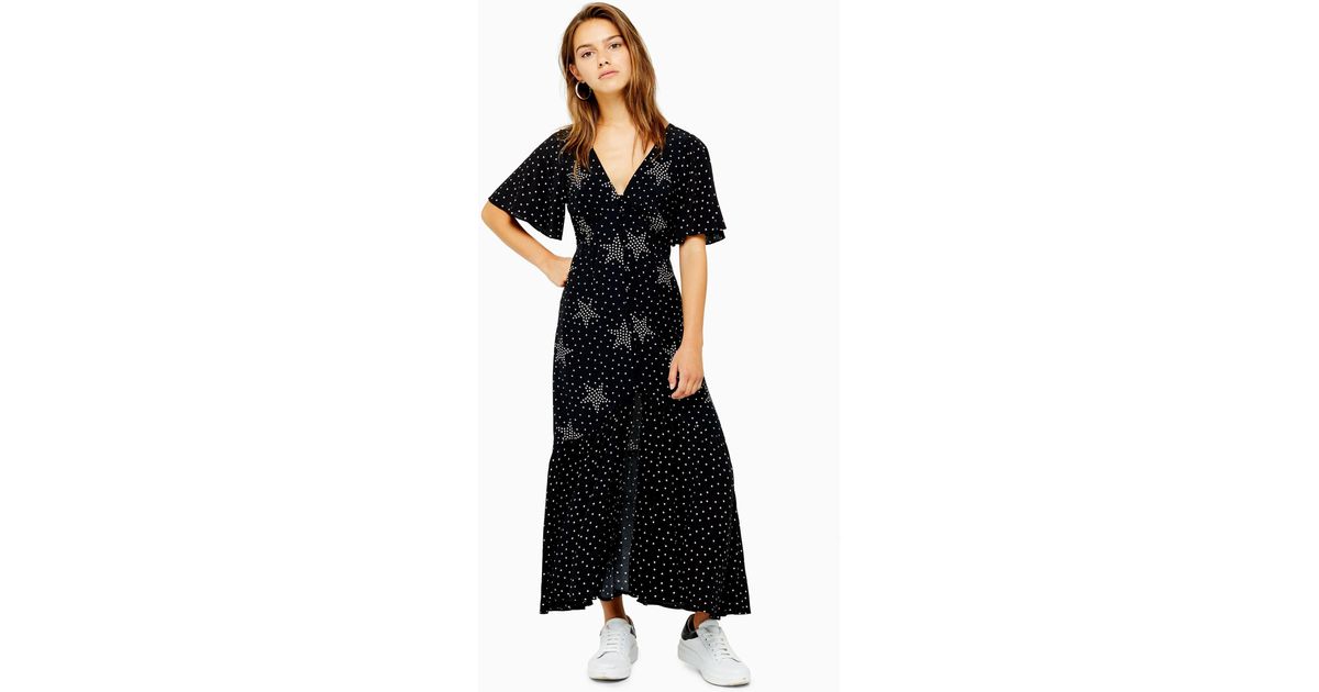 topshop star button angel sleeve dress