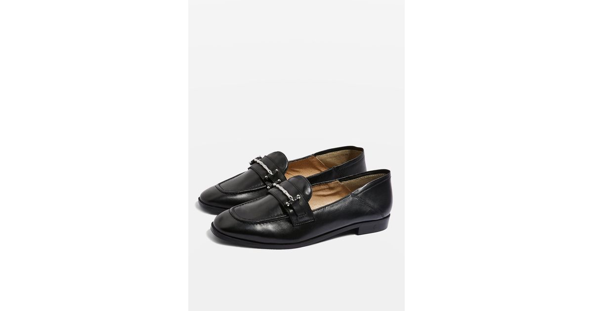 TOPSHOP Koko Leather Loafers in Black 