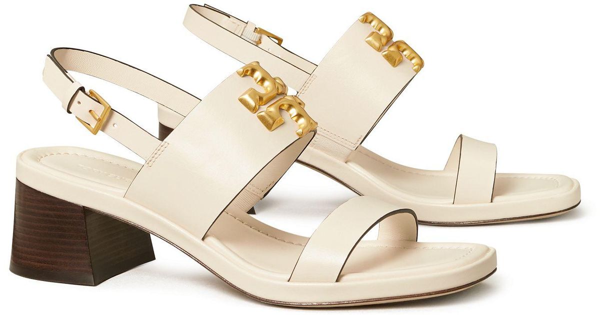 Tory Burch Eleanor Heel Sandal in White Lyst