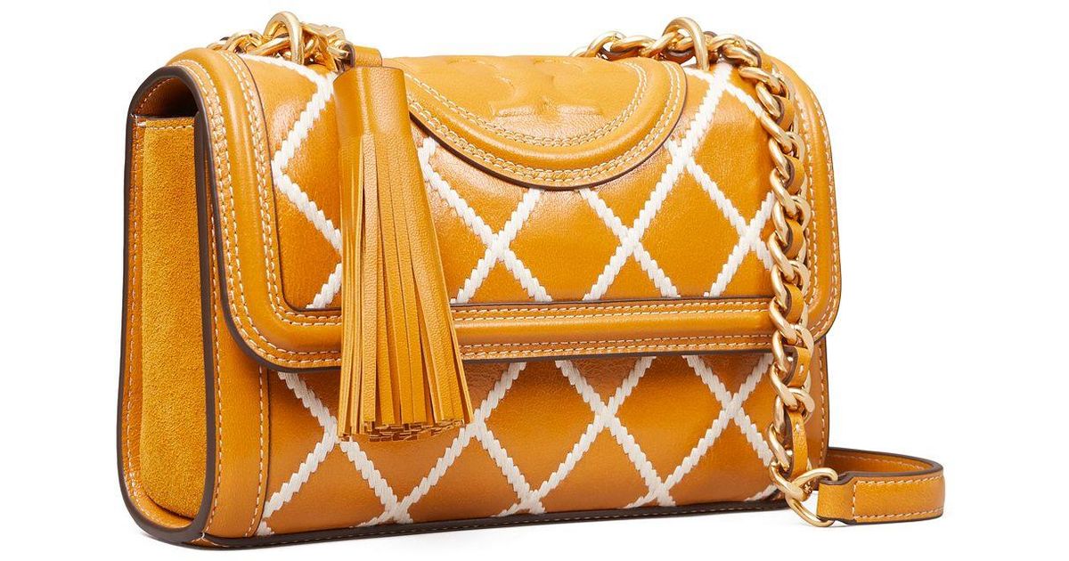 Tory Burch Fleming Pop Quilt Small Convertible Shoulder Bag in Metallic