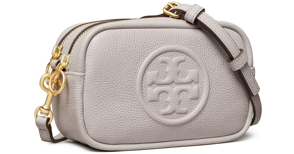 Tory Burch Leather Perry Bombe Mini Bag in Grey | Lyst UK