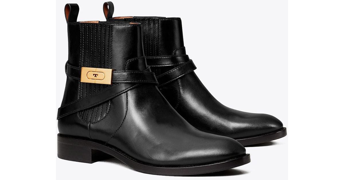 Tory Burch T-hardware Chelsea Boot in Black | Lyst