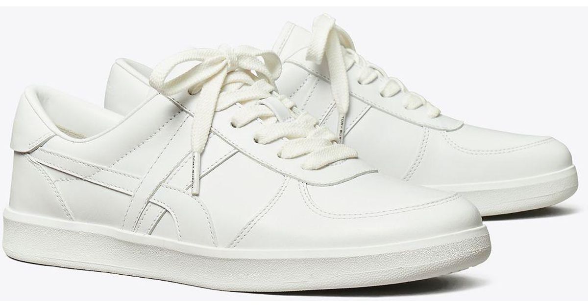 Tory Burch Leather Hank Court Sneaker in White/White/White (White) Lyst Tory Burch Leather Hank Court Sneaker in White/White/White (White) Lyst