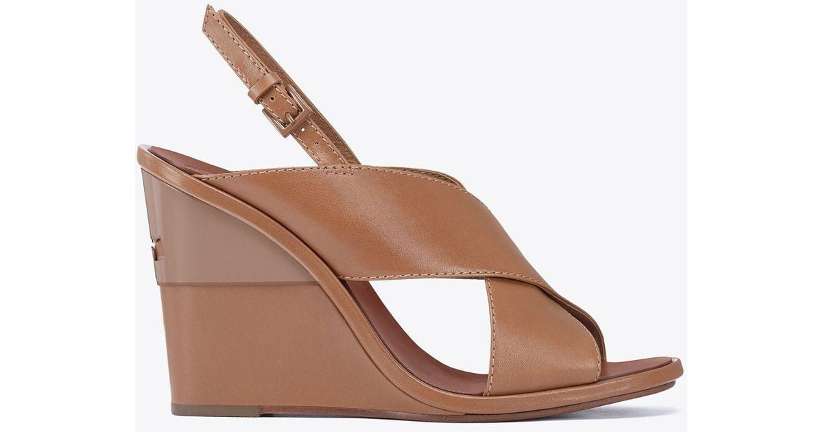 Tory Burch Gabrielle Wedge Sandal in Brown | Lyst