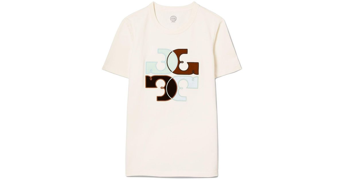 Tory Burch Color-block Logo T-shirt in White | Lyst Canada