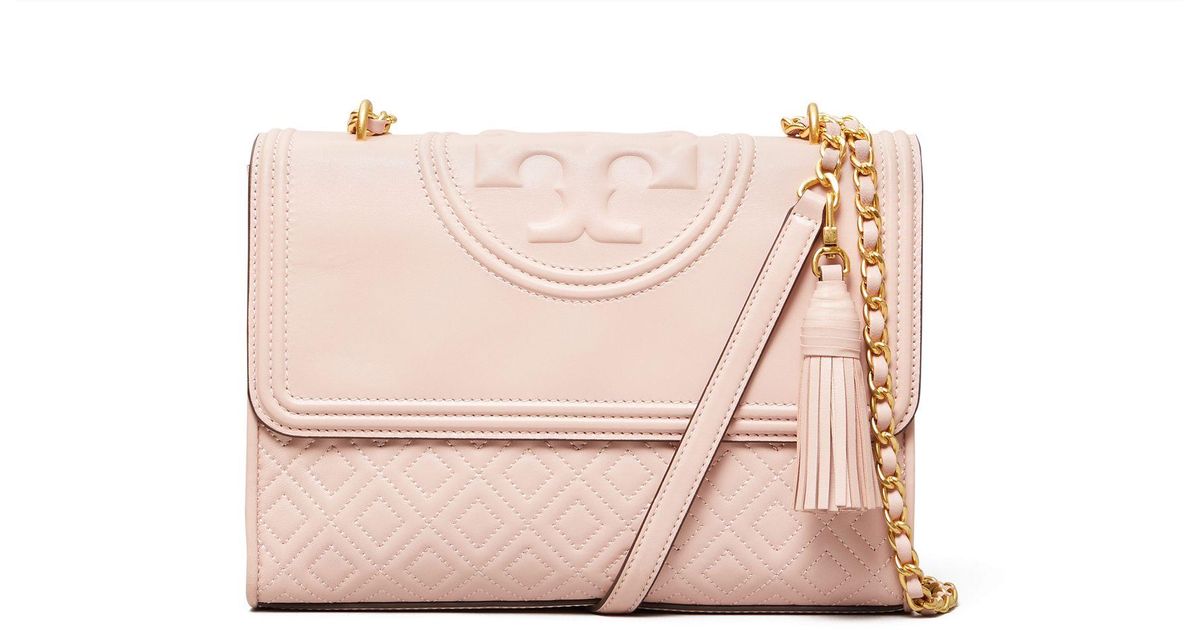 tory burch fleming convertible shoulder bag shell pink