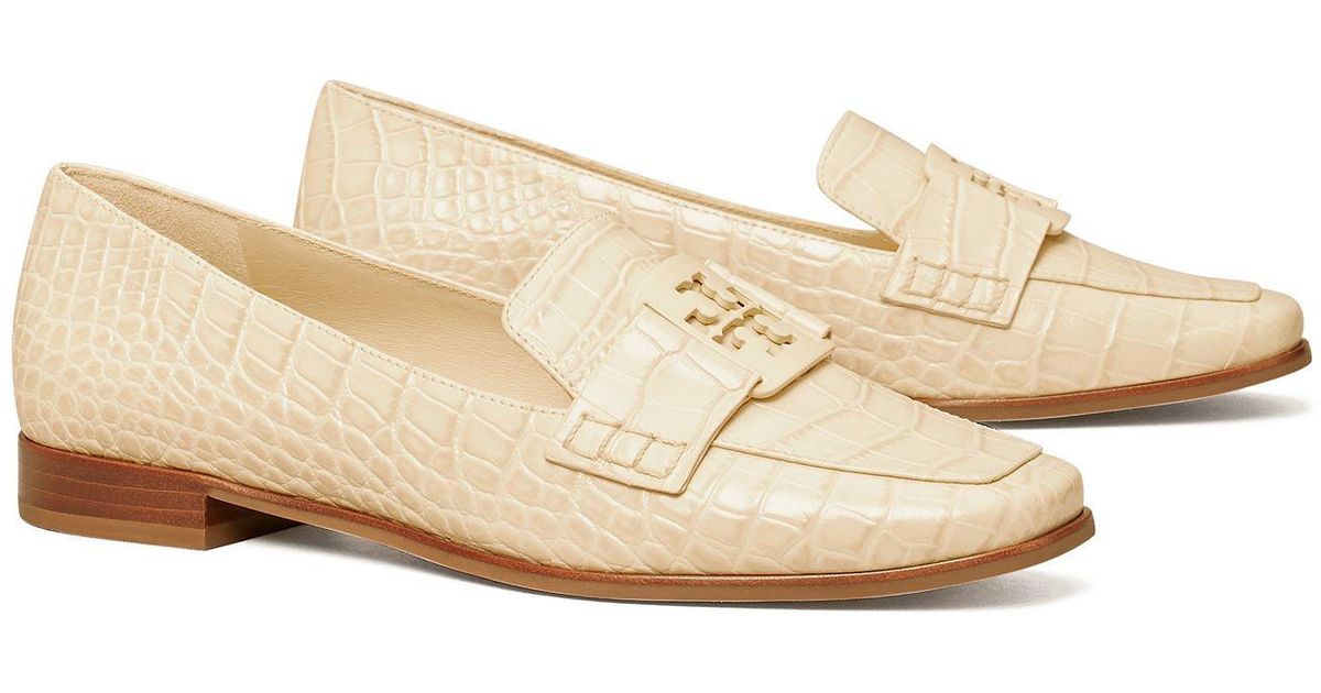 Tory Burch Croc Embossed Loafer in Natural Lyst