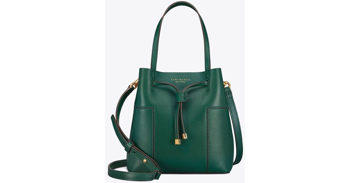 Tory Burch Leather Bucket Bag in Green