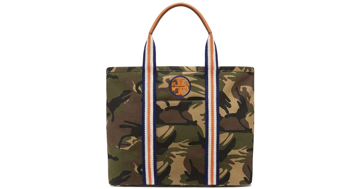Tory Burch Embroidered-T Camo Large Tote Bag | Lyst