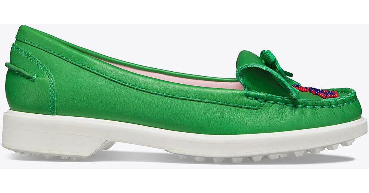 Tory Sport Leather Beaded Rabbit Golf Shoe | 335 | Sport Golf in Green ...