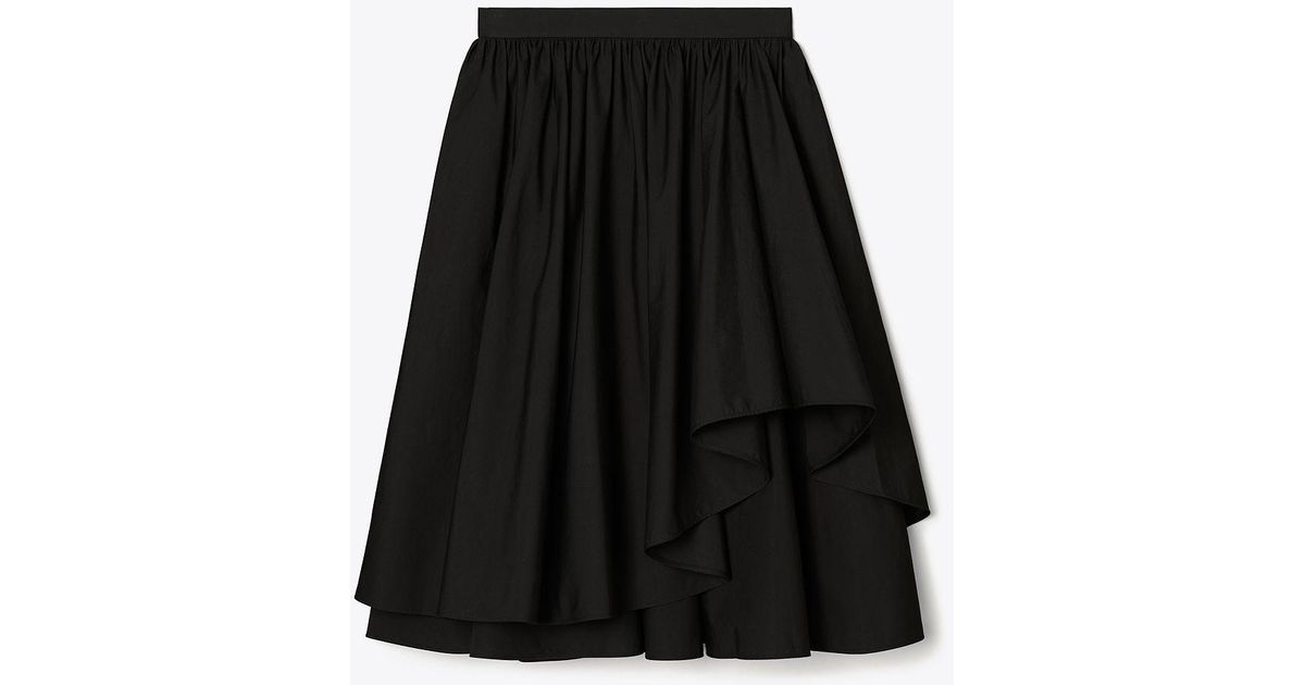 Tory Burch Cotton Poplin Layered Skirt in Black | Lyst