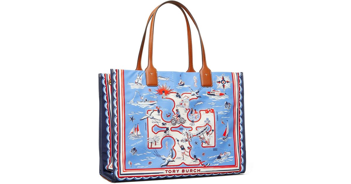 Tory Burch Ella Printed Tote Bag in Blue Lyst Canada
