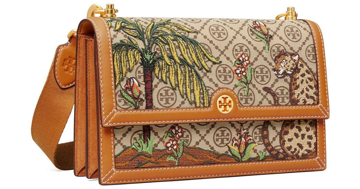 Tory Burch T Monogram Jacquard Embroidered Shoulder Bag - Lyst
