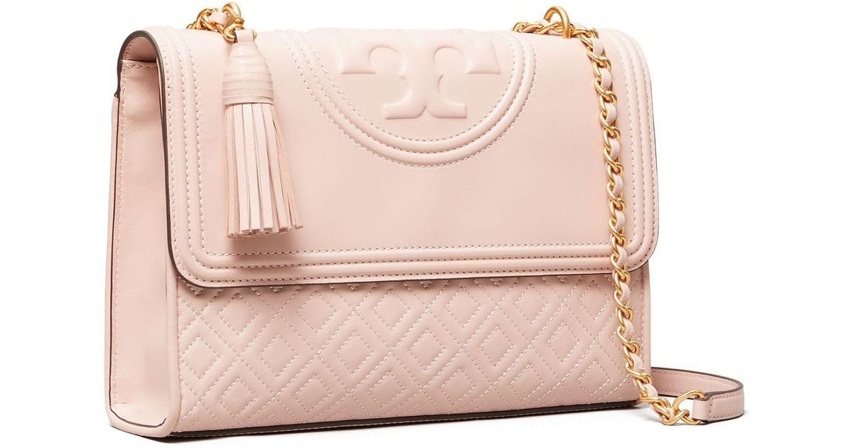 Tory Burch Fleming Convertible Shoulder Bag In Shell Pink Calfskin