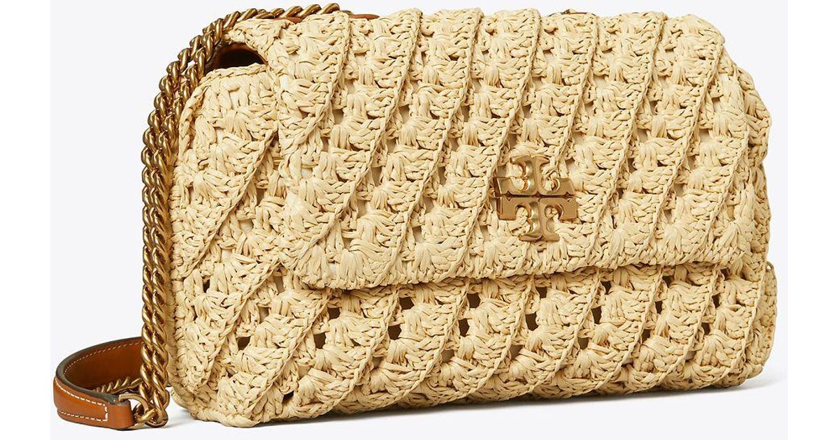 Tory Burch Kira Crochet Small Convertible Shoulder Bag in Metallic