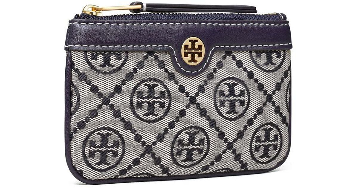 Tory Burch Leather T Monogram Card Case Key Ring in Navy Blue (Blue) Lyst