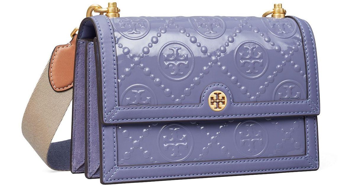 Tory Burch Leather T Monogram Patent Embossed Small Shoulder Bag Lyst